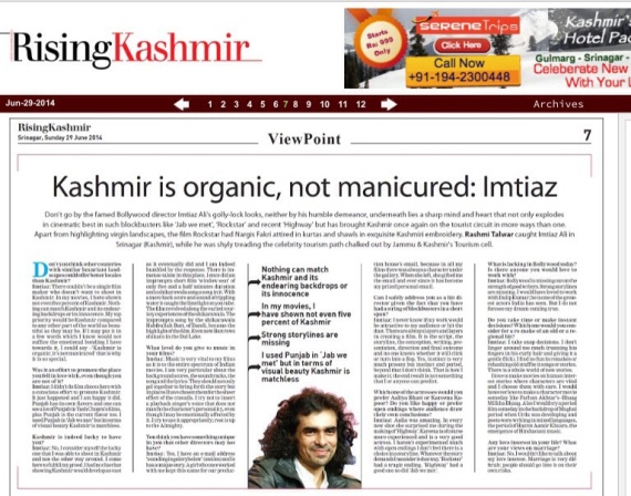 Kashmir is Organic Not Manicured :Imtiaz Ali 